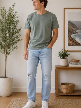 Aeropostale Light Wash Distressed Jeans 34x34 Athletic Skinny Men